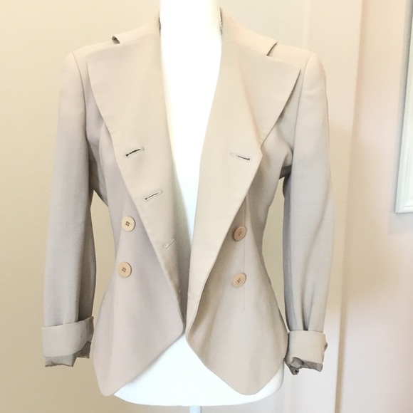 Giorgio Armani wool dbl breasted suit jacket - Picture 3 of 8